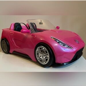 Mattel Barbie Glam Pink Glitter Convertible Car with Seat Belt 2016 Toy Car doll